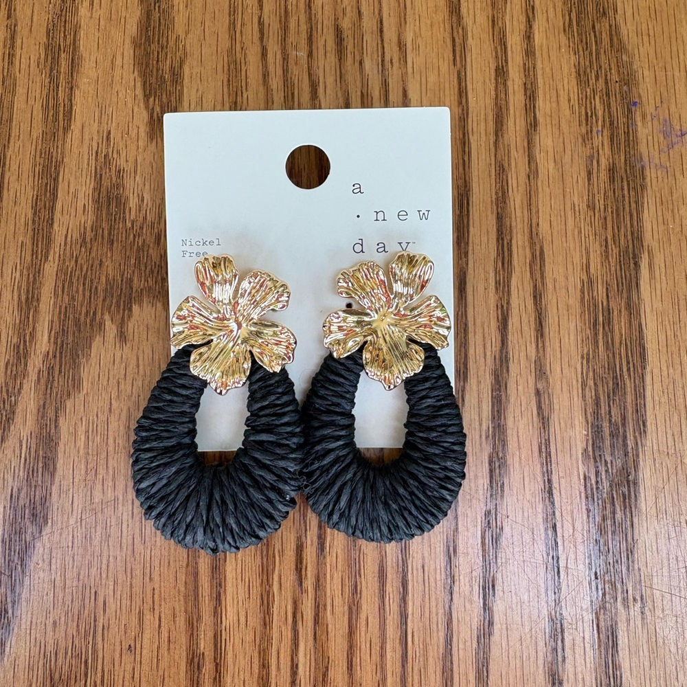 Target Gold and Black Textured Earrings